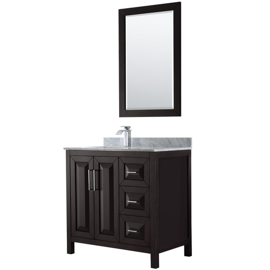 Daria 36" Single Vanity in Dark Espresso, Top, Square Sink, 24" Mirror