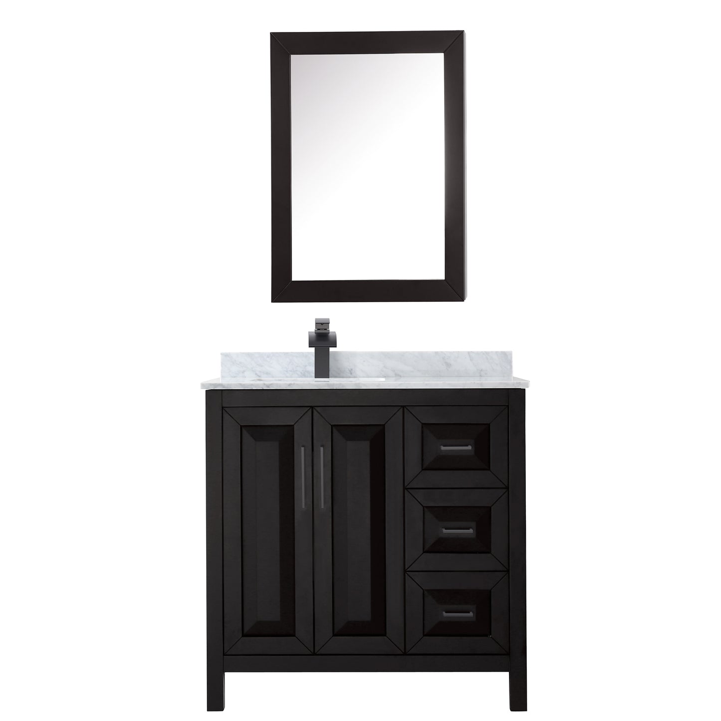 Daria 36" Single Vanity in Dark Espresso, Top, Black Trim, Medicine Cabinet