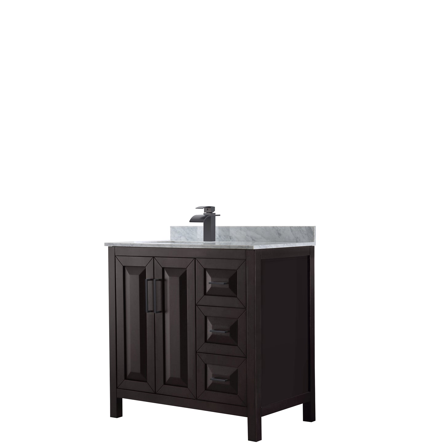 Daria 36" Single Vanity in Dark Espresso, Top, Square Sink, Matte Black Trim