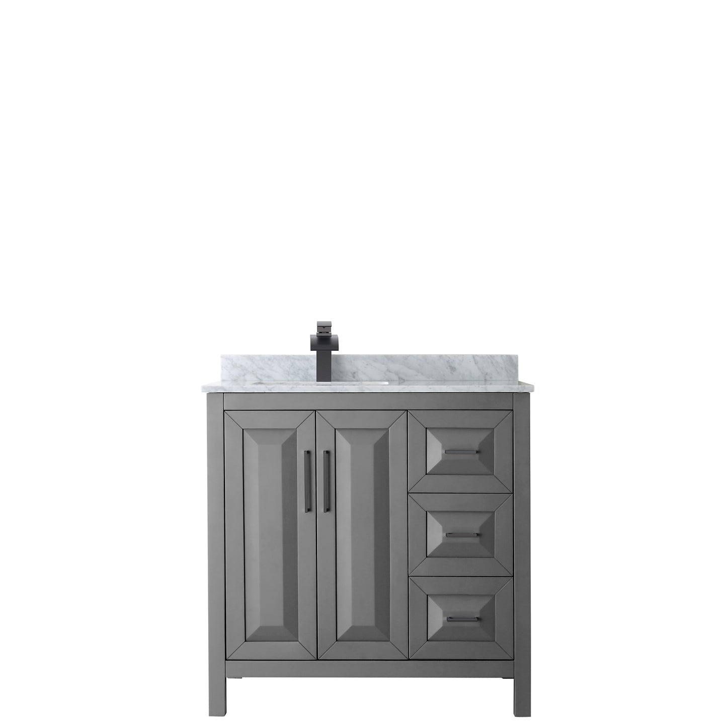 Daria 36" Single Vanity in Dark Gray, Top, Square Sink, Matte Black Trim