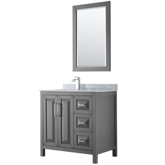 Daria 36" Single Vanity in Dark Gray, Top, Square Sink, 24" Mirror