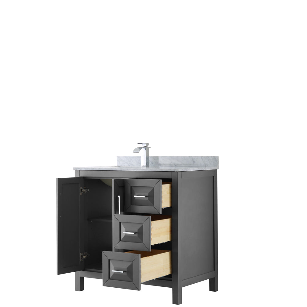 Daria 36" Single Vanity in Dark Gray, Top, Square Sink, No Mirror