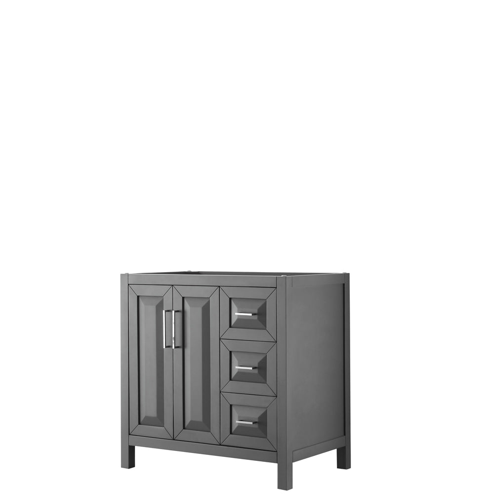 Daria 36 inch Single Bathroom Vanity in Dark Gray, No Countertop, No Sink, and No Mirror