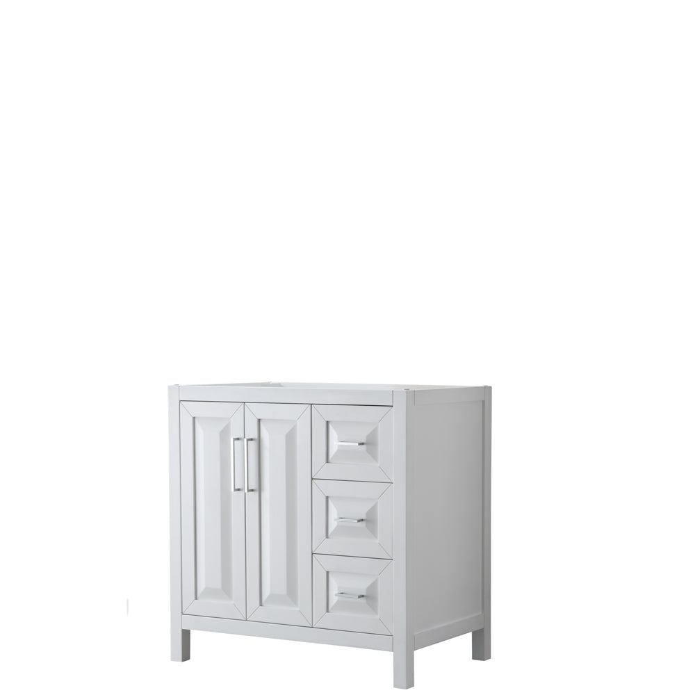 Daria 36 inch Single Bathroom Vanity in White, No Countertop, No Sink, and No Mirror