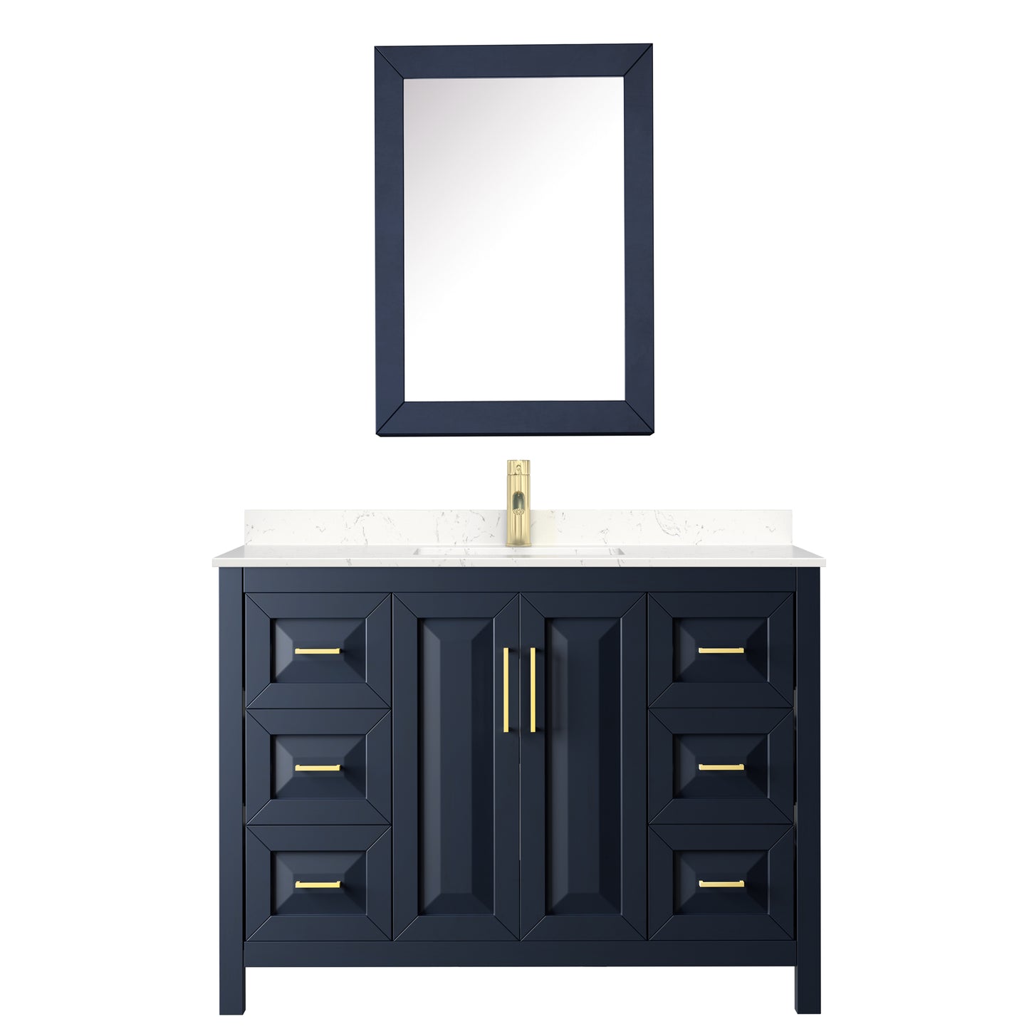 Daria 48" Single Vanity in Blue, Carrara Cultured Marble Top, Medicine Cabinet
