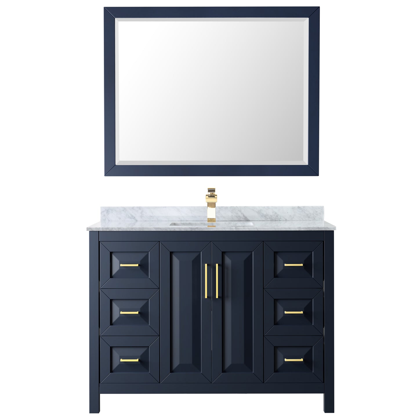 Daria 48" Single Vanity in Dark Blue, Top, Square Sink, 46" Mirror