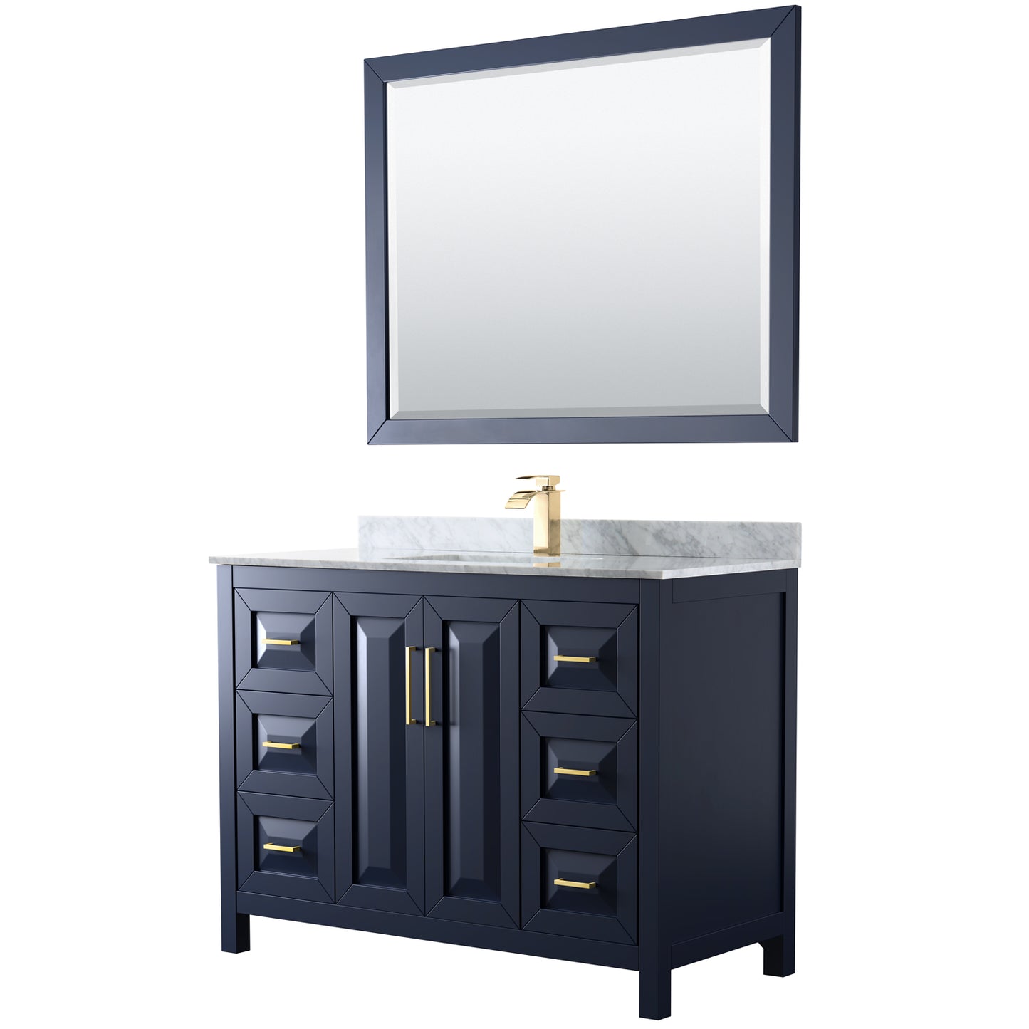 Daria 48" Single Vanity in Dark Blue, Top, Square Sink, 46" Mirror