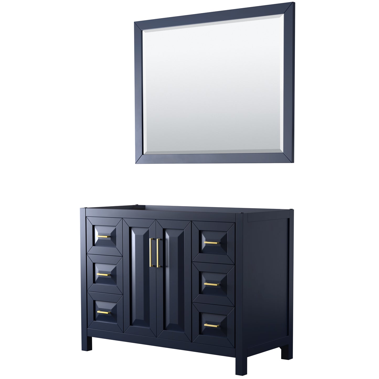 Daria 48" Single Vanity in Dark Blue, No Top, No Sink, 46" Mirror