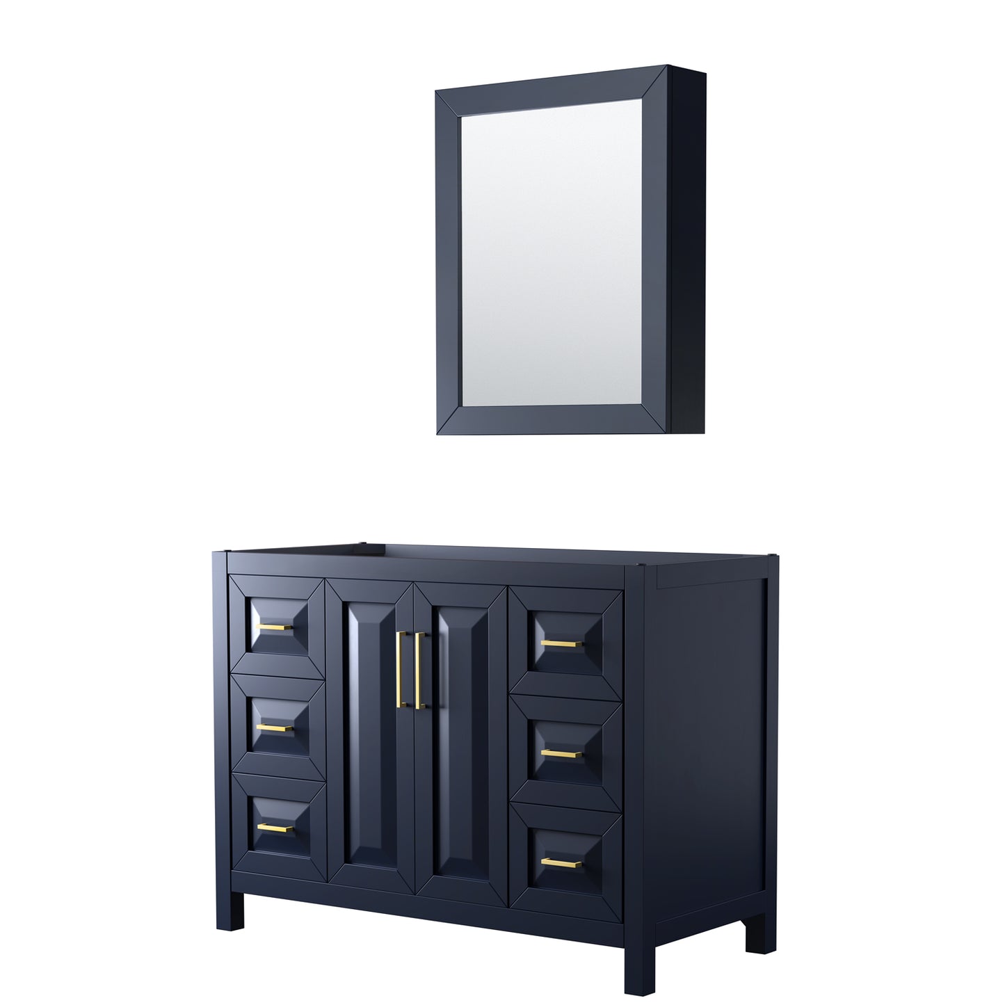 Daria 48" Single Vanity in Dark Blue, No Top, No Sink, Medicine Cabinet