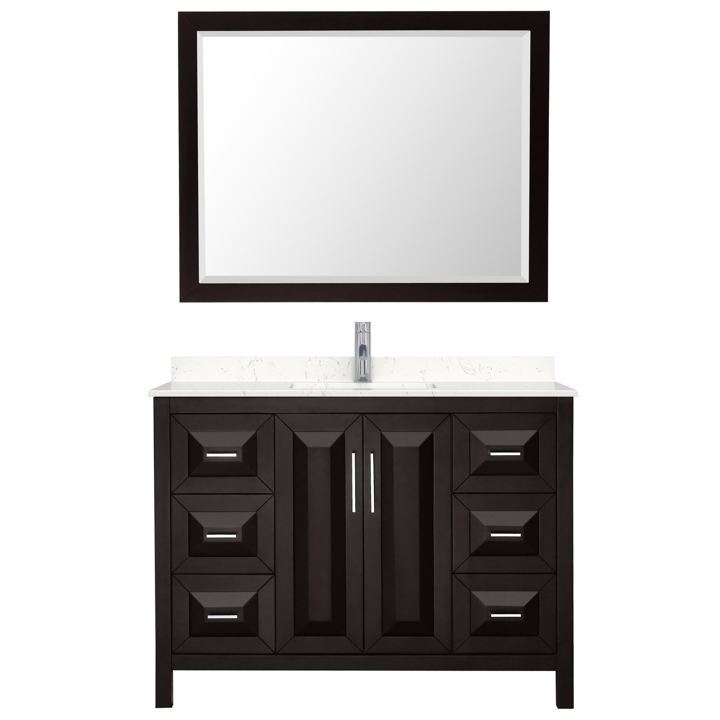 Daria 48" Single Vanity in Espresso, Carrara Cultured Marble Top, 46" Mirror