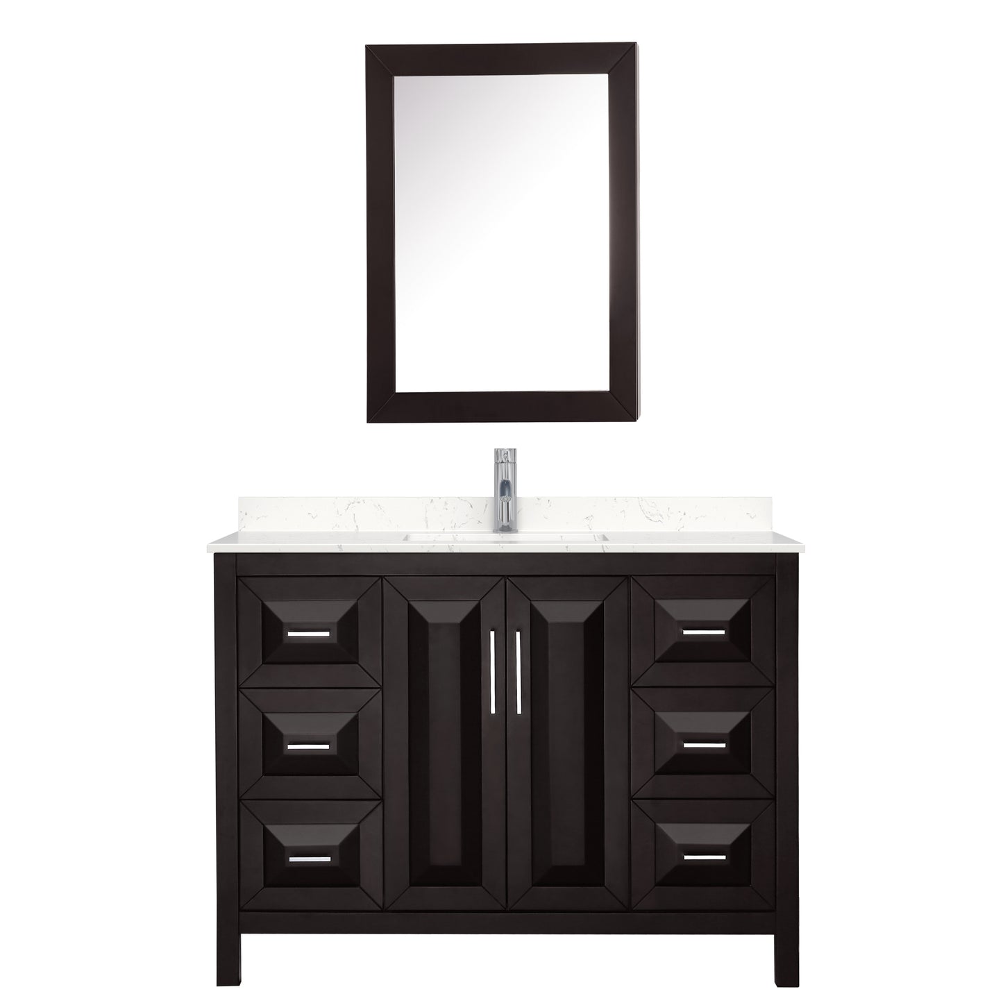 Daria 48" Single Vanity in Espresso, Carrara Marble Top, Medicine Cabinet