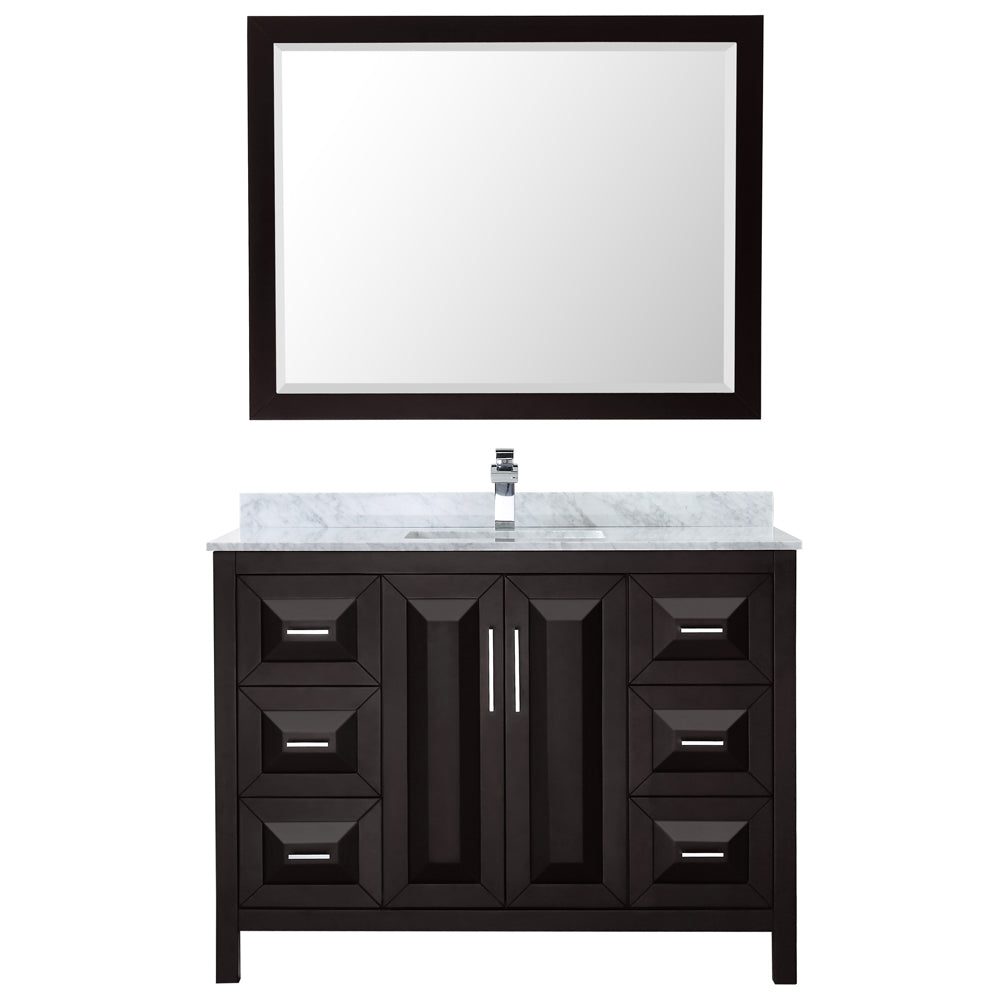Daria 48" Single Vanity in Dark Espresso, Top, Square Sink, 46" Mirror