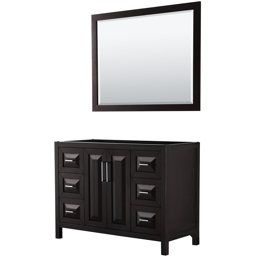 Daria 48 inch Single Bathroom Vanity in Dark Espresso, No Countertop, No Sink, and 46 inch Mirror