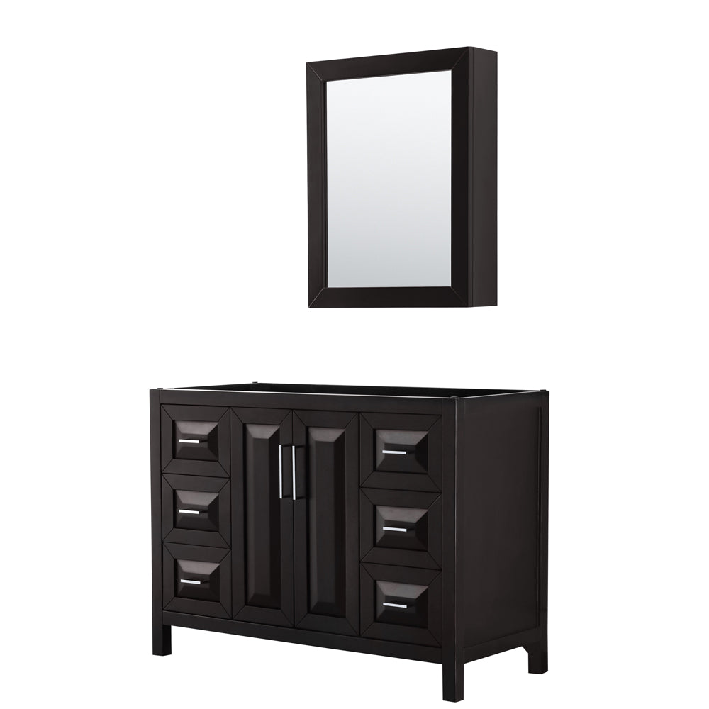 Daria 48 inch Single Bathroom Vanity in Dark Espresso, No Countertop, No Sink, and Medicine Cabinet