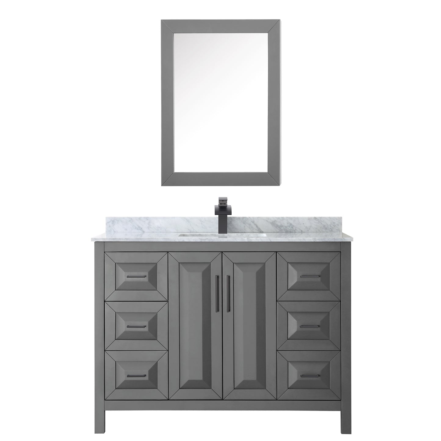 Daria 48" Single Vanity in Dark Gray, Top, Black Trim, Medicine Cabinet