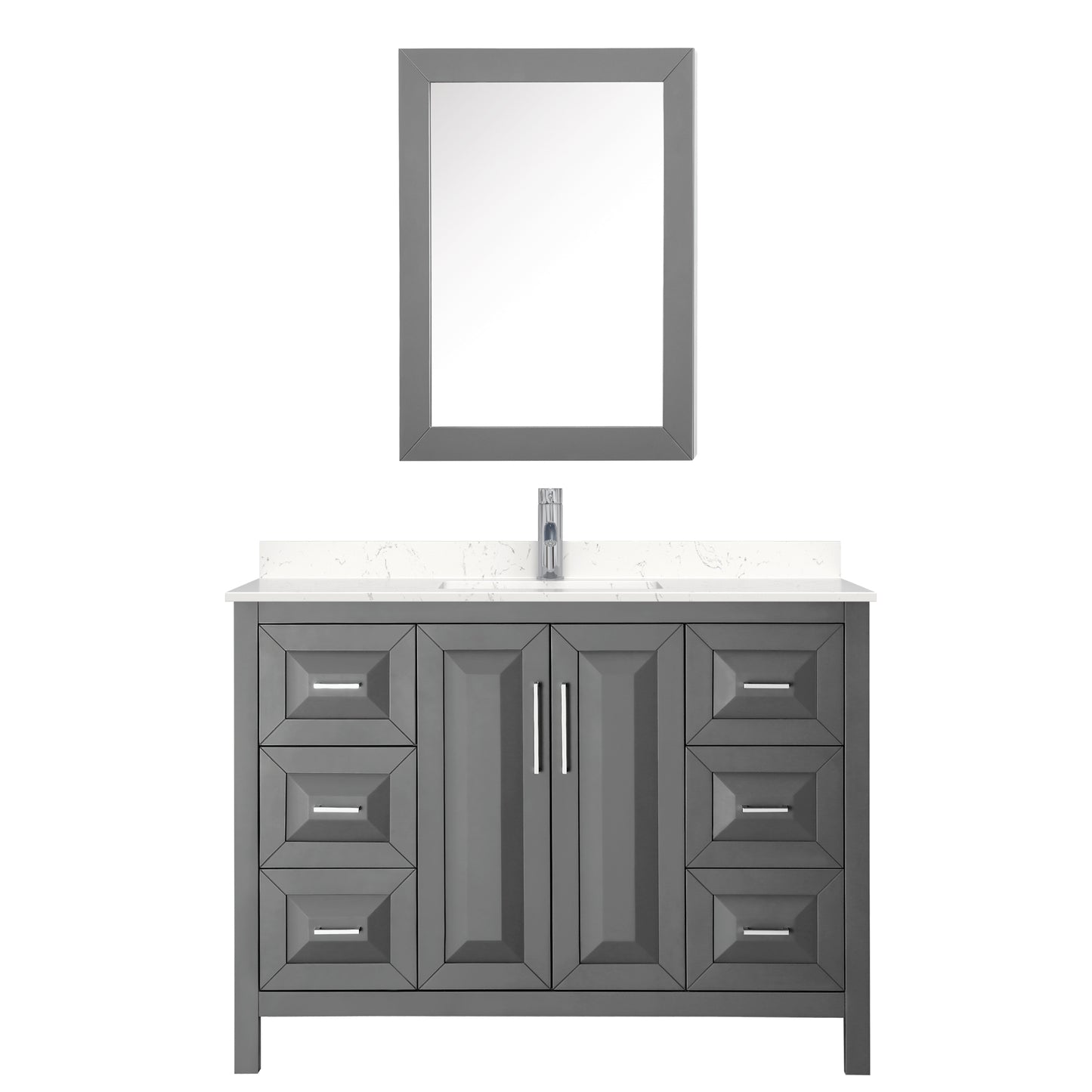 Daria 48" Single Vanity in Gray, Carrara Cultured Marble Top, Medicine Cabinet
