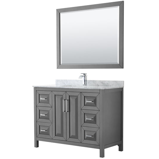 Daria 48" Single Vanity in Dark Gray, Top, Square Sink, 46" Mirror
