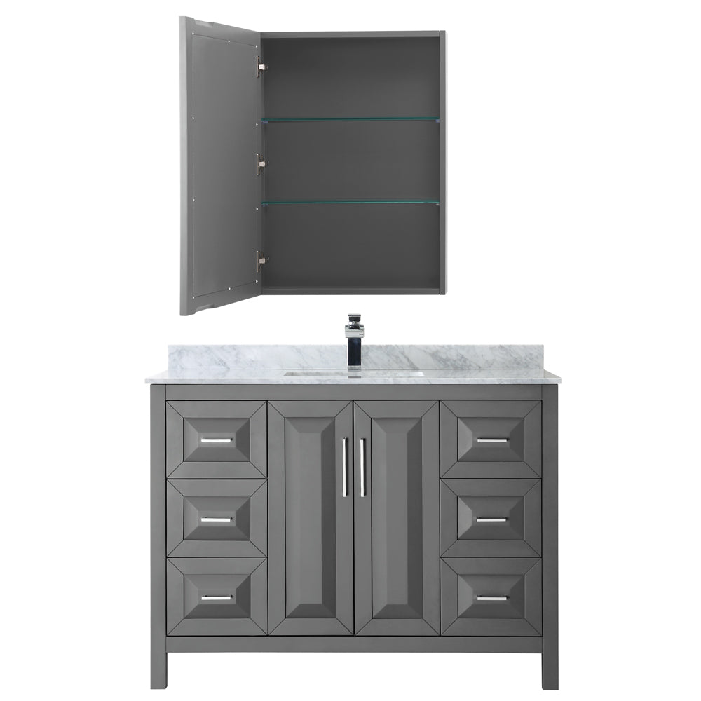 Daria 48" Single Vanity in Dark Gray, Top, Square Sink, Medicine Cabinet