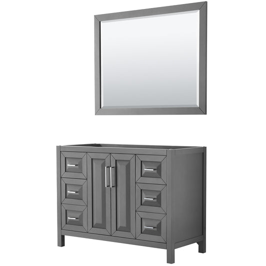 Daria 48 inch Single Bathroom Vanity in Dark Gray, No Countertop, No Sink, and 46 inch Mirror