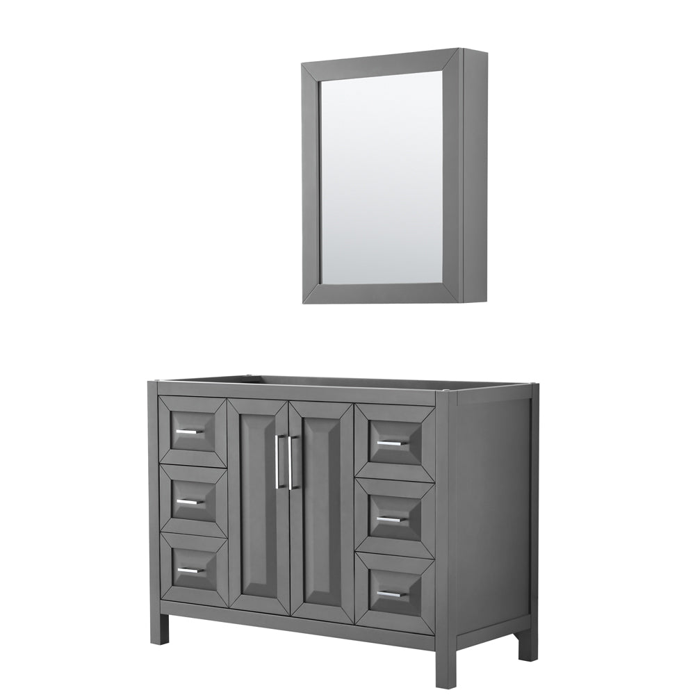 Daria 48 inch Single Bathroom Vanity in Dark Gray, No Countertop, No Sink, and Medicine Cabinet