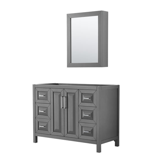 Daria 48" Single Vanity in Dark Gray, No Top, No Sink, Medicine Cabinet