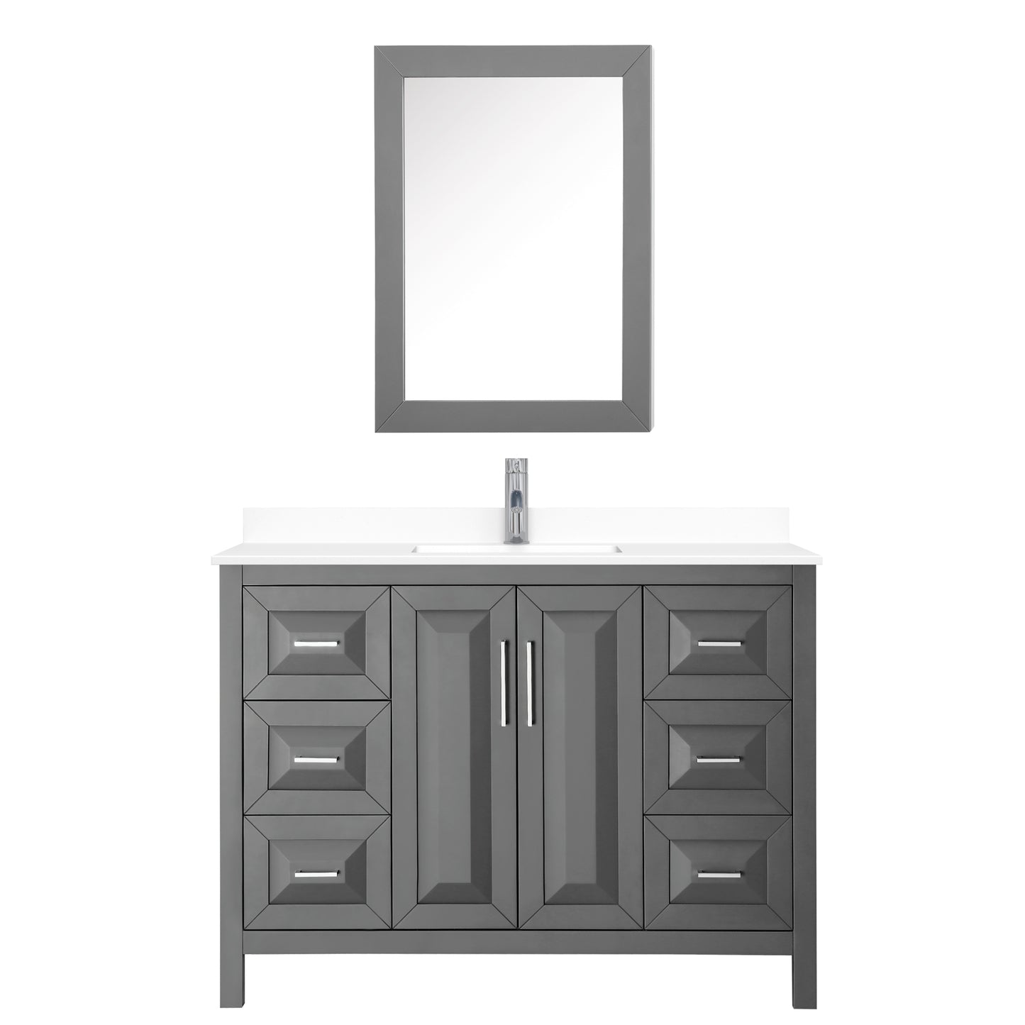 Daria 48" Single Vanity in Gray, White Cultured Marble Top, Medicine Cabinet