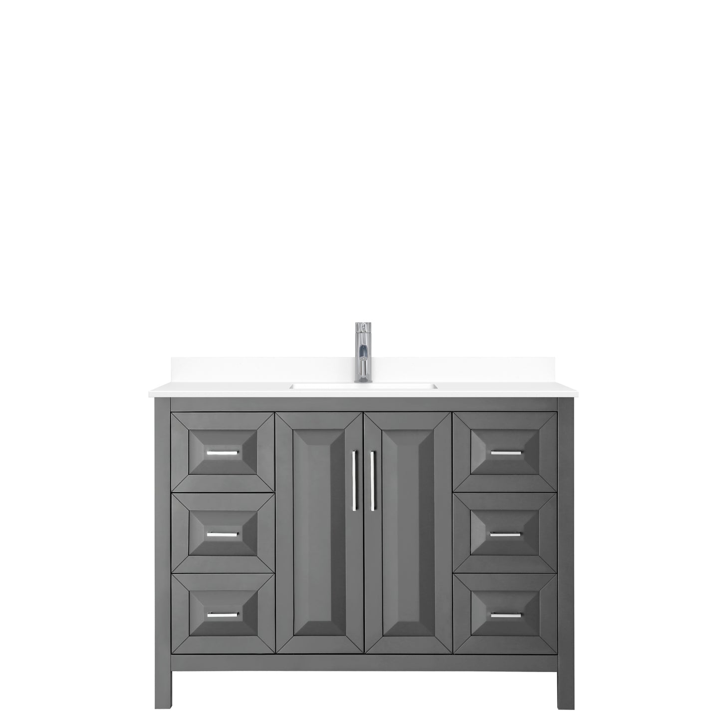 Daria 48" Single Vanity in Dark Gray, White Cultured Marble Top, Sink