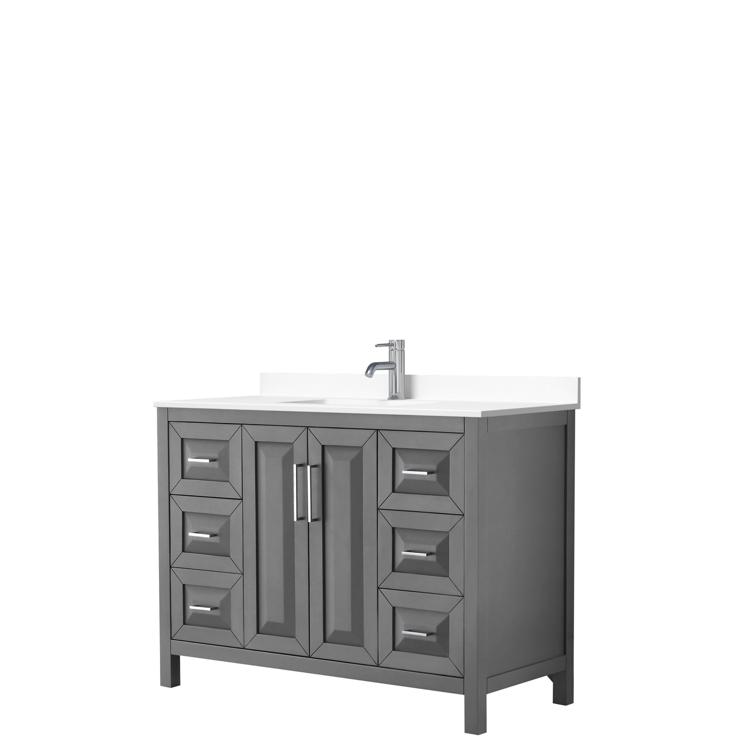 Daria 48" Single Vanity in Dark Gray, White Cultured Marble Top, Sink