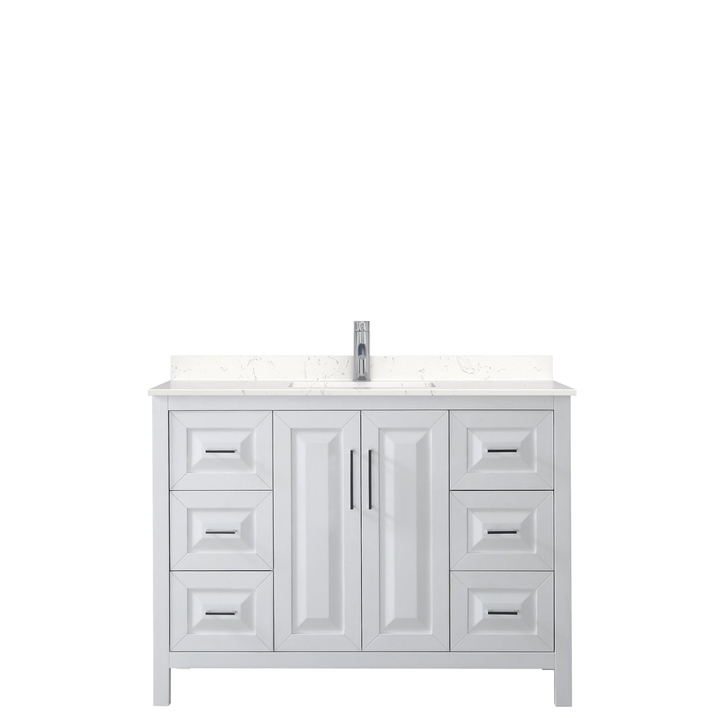 Daria 48" Single Vanity in White, Carrara Cultured Marble Top, Sink