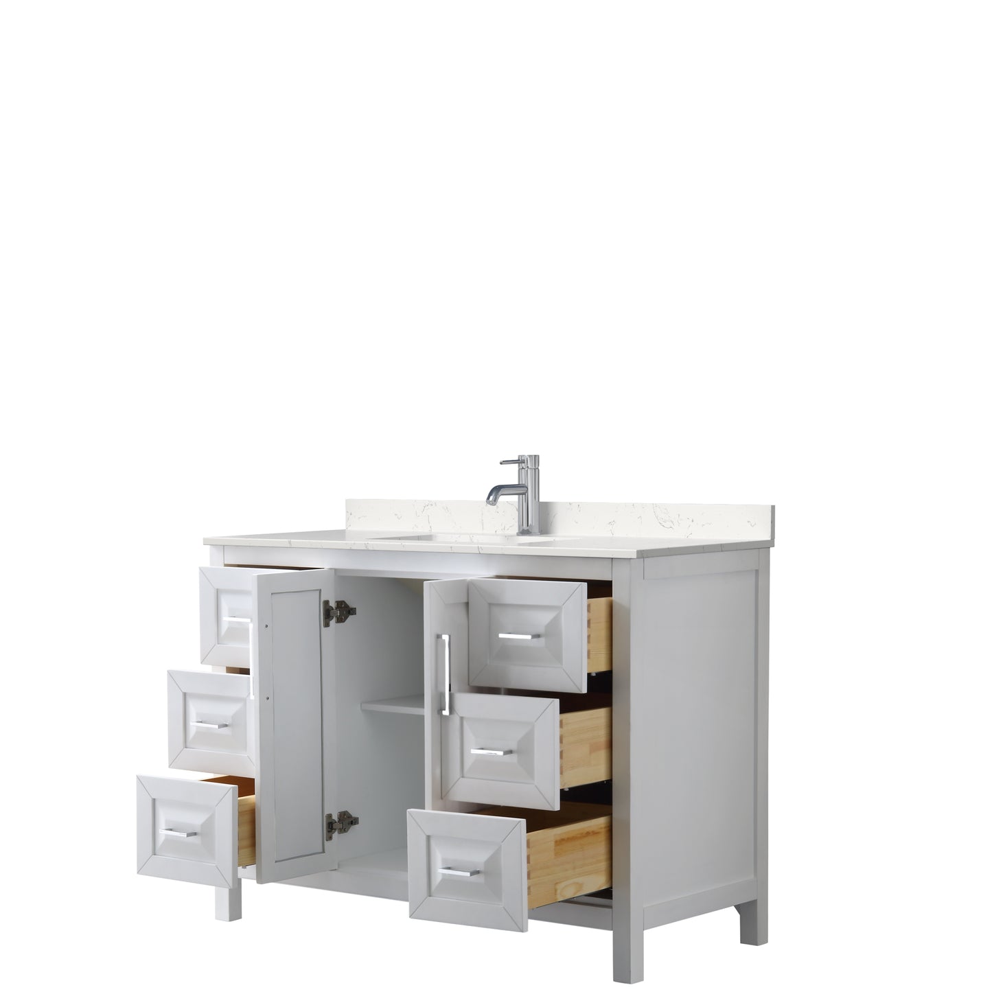 Daria 48" Single Vanity in White, Carrara Cultured Marble Top, Sink