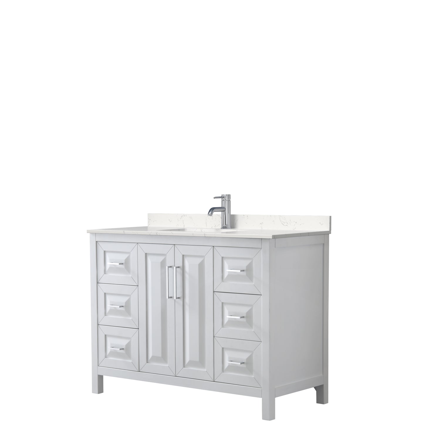 Daria 48" Single Vanity in White, Carrara Cultured Marble Top, Sink