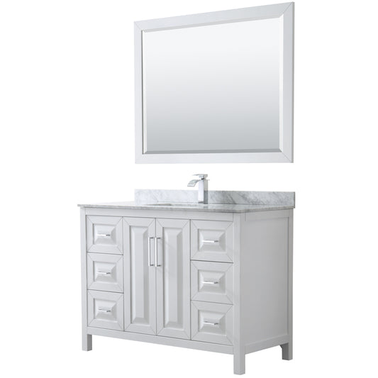 Daria 48" Single Vanity in White, Top, Square Sink, 46" Mirror