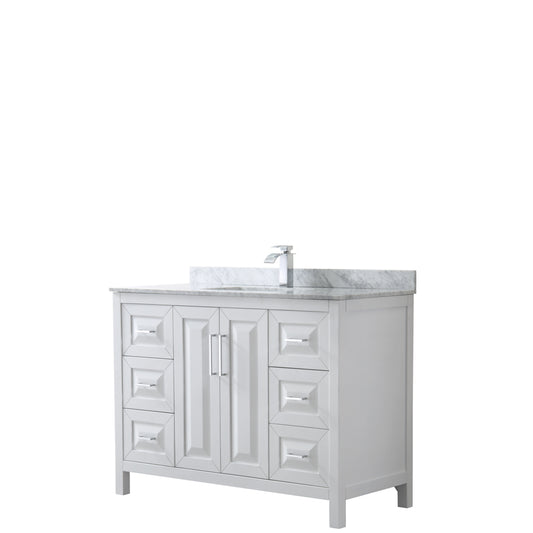 Daria 48" Single Vanity in White, Top, Square Sink, No Mirror