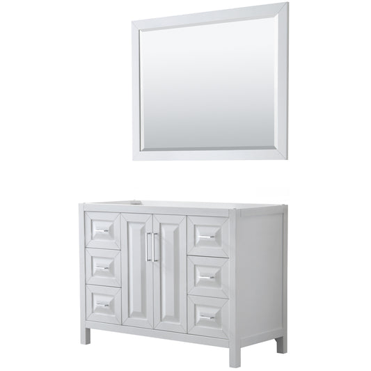 Daria 48 inch Single Bathroom Vanity in White, No Countertop, No Sink, and 46 inch Mirror