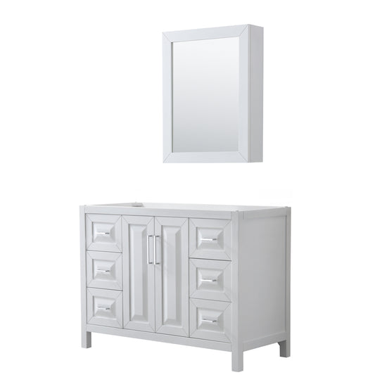 Daria 48 inch Single Bathroom Vanity in White, No Countertop, No Sink, and Medicine Cabinet