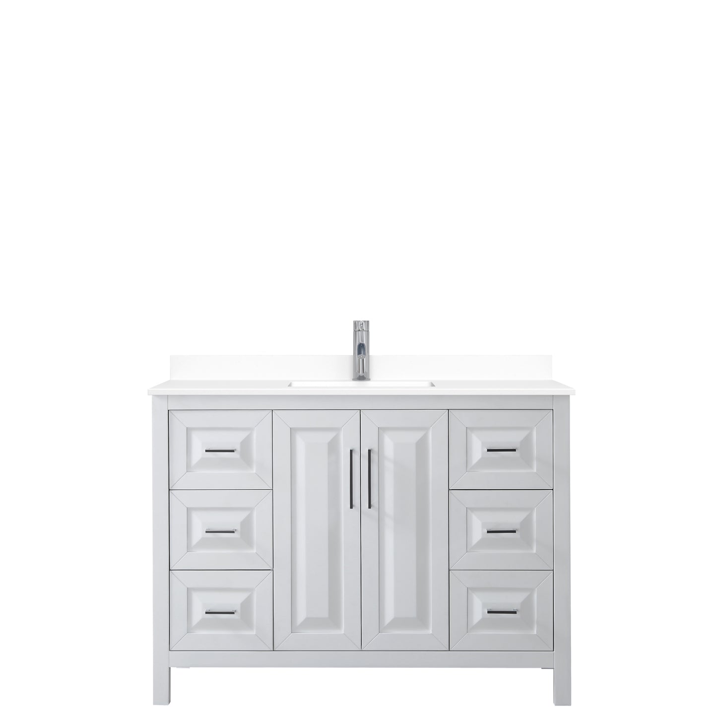 Daria 48" Single Vanity in White, White Cultured Marble Top, Sink