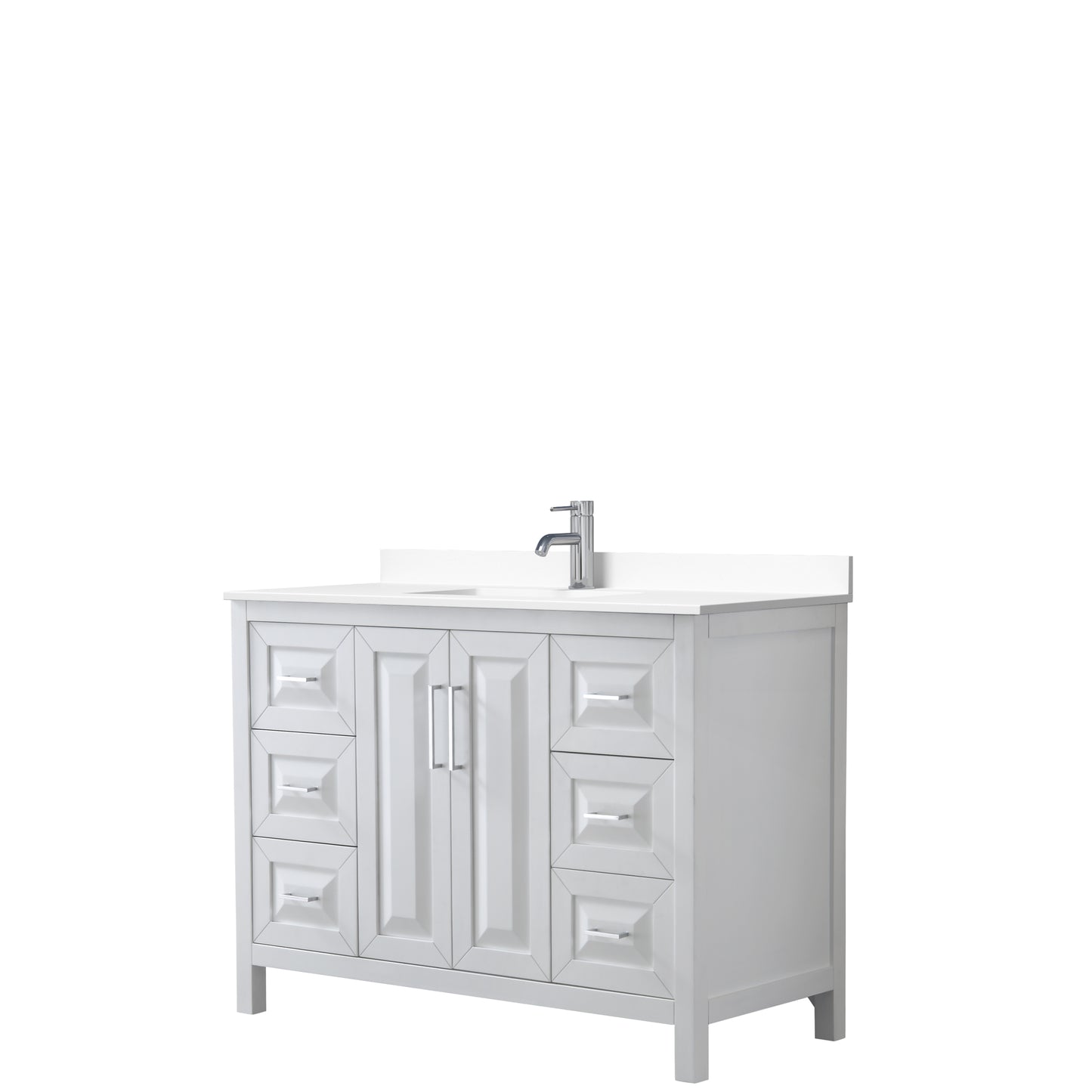Daria 48" Single Vanity in White, White Cultured Marble Top, Sink