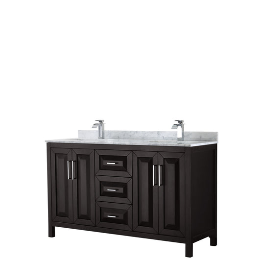 Daria 60" Double Vanity in Dark Espresso, Top, Square Sinks, No Mirror