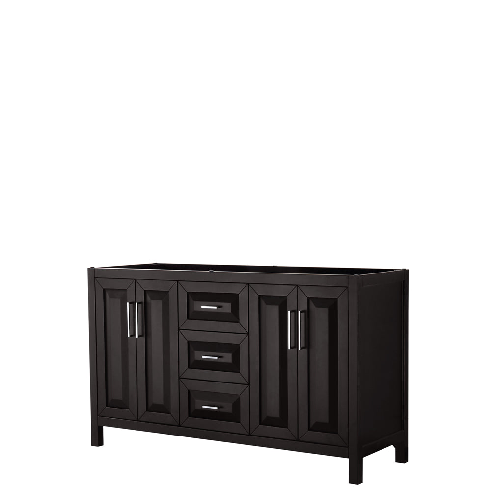 Daria 60 inch Double Bathroom Vanity in Dark Espresso, No Countertop, No Sink, and No Mirror