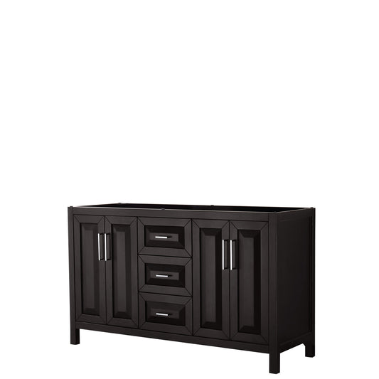 Daria 60" Double Vanity in Dark Espresso, No Top, No Sink, No Mirror