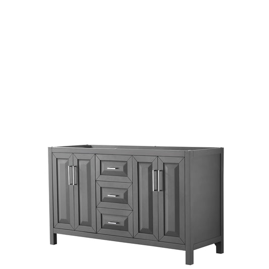 Daria 60 inch Double Bathroom Vanity in Dark Gray, No Countertop, No Sink, and No Mirror