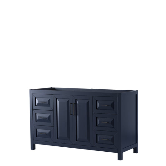 Daria 60" Single Vanity in Dark Blue, No Top, No Sink, Matte Black Trim