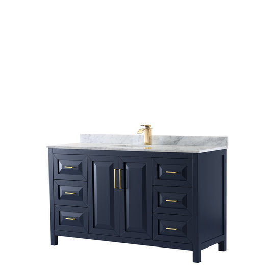 Daria 60" Single Vanity in Dark Blue, Top, Square Sink, No Mirror