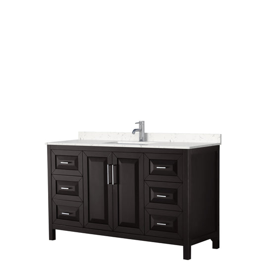 Daria 60" Single Vanity in Dark Espresso, Carrara Cultured Marble Top, Sink