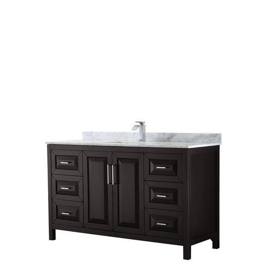 Daria 60" Single Vanity in Dark Espresso, Top, Square Sink, No Mirror