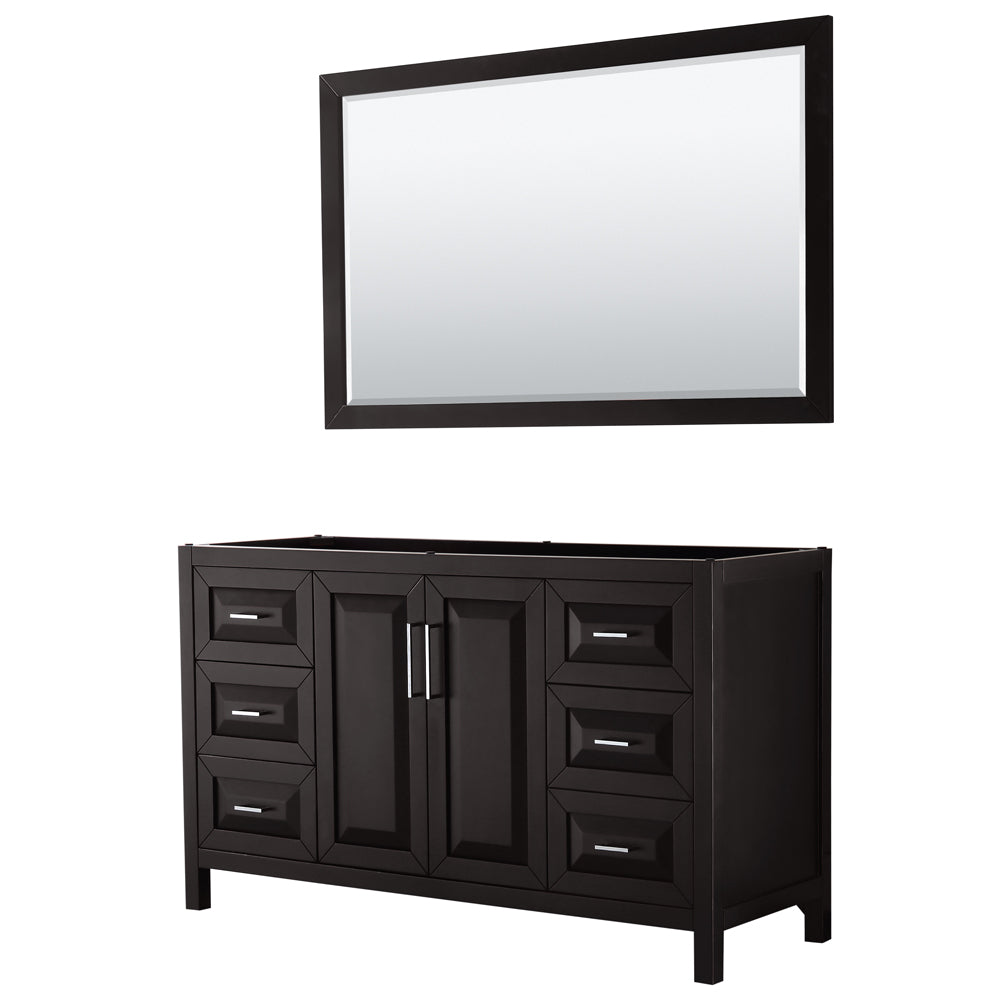 Daria 60 inch Single Bathroom Vanity in Dark Espresso, No Countertop, No Sink, and 58 inch Mirror