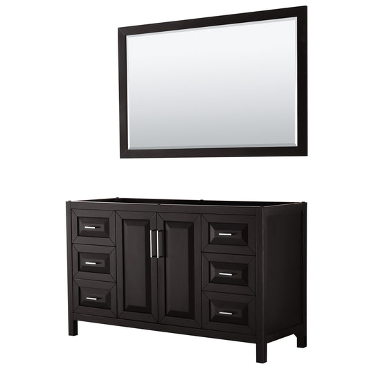 Daria 60" Single Vanity in Dark Espresso, No Top, No Sink, 58" Mirror