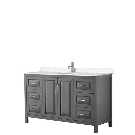 Daria 60" Single Vanity in Dark Gray, Carrara Cultured Marble Top, Sink
