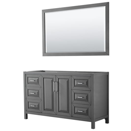 Daria 60" Single Vanity in Dark Gray, No Top, No Sink, 58" Mirror