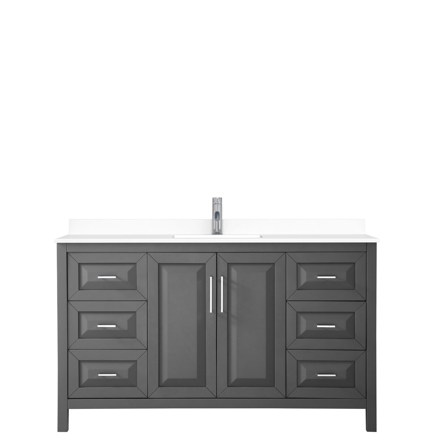 Daria 60" Single Vanity in Dark Gray, White Cultured Marble Top, Sink